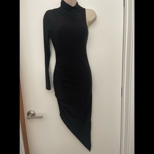 Missguided Black One Shoulder Asymmetrical Dress